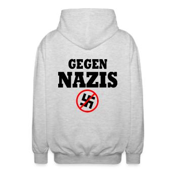 Gegen nazis - Unisex Kapuzenjacke - Hellgrau meliert - Hinten - AI Model Male 185 light (185cm)