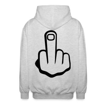 Middle finger - Unisex Hooded Jacket - light heather grey - Back - AI Model Male 185 light (185cm)