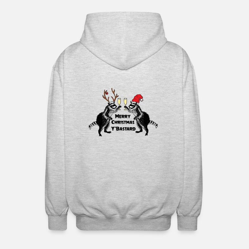 Weihnachts-Waschbären - Unisex Kapuzenjacke - Hellgrau meliert