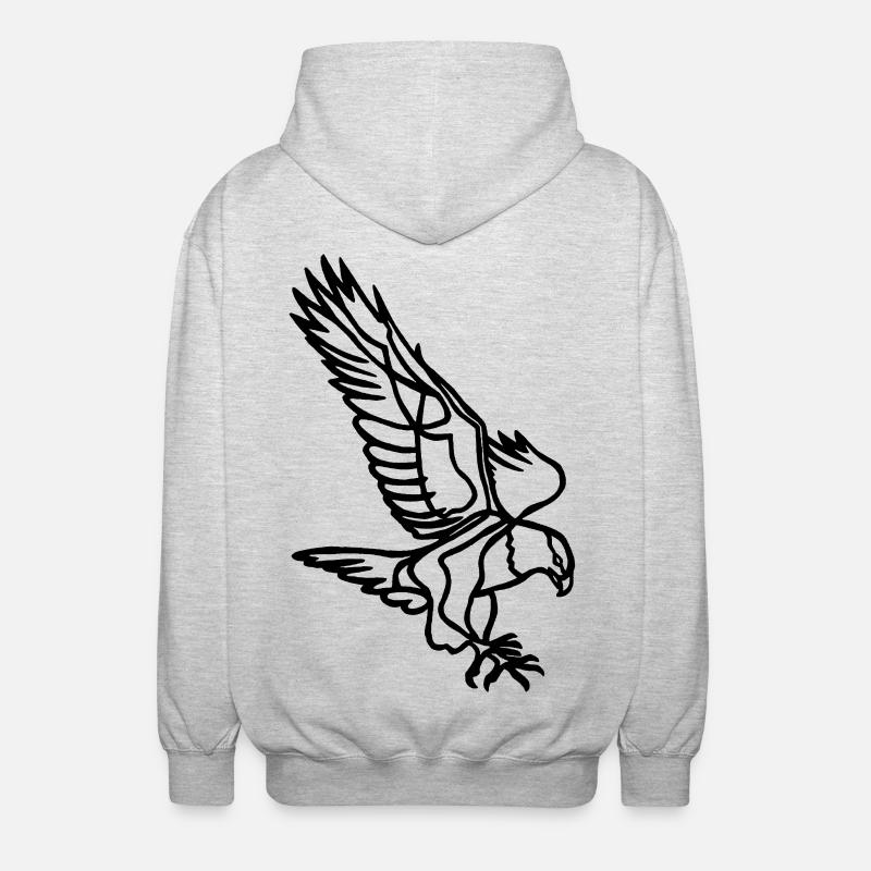 Schwarzer Adler im Flug - Unisex Kapuzenjacke - Hellgrau meliert