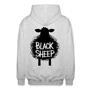 Black Sheep - rebellisch und einzigartig - Unisex Kapuzenjacke - Hellgrau meliert - Hinten - AI Model Male 185 light (185cm)