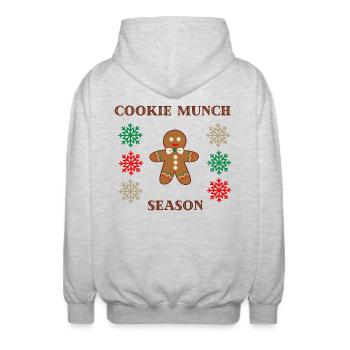 Cookie Munch Season - Weihnachtszeit ist Backzeit - Unisex Kapuzenjacke - Hellgrau meliert - Hinten - AI Model Male 185 light (185cm)