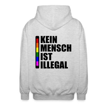 Kein mensch ist illegal - Unisex Kapuzenjacke - Hellgrau meliert - Hinten - AI Model Male 185 light (185cm)