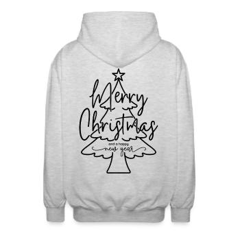 Merry Christmas and a Happy New Year - Unisex Hooded Jacket - light heather grey - Back - AI Model Male 185 light (185cm)