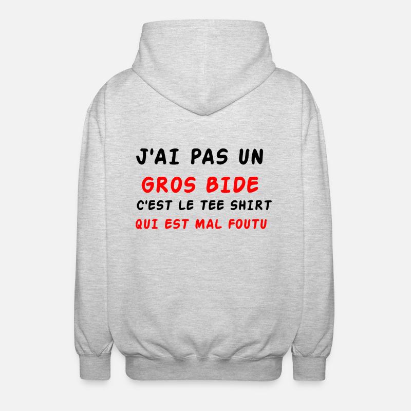 J'ai pas un gros bide - Veste à capuche unisexe - gris clair chiné