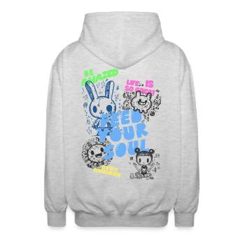 Nourrissez votre âme - Veste à capuche unisexe - gris clair chiné - Dos - AI Model Male 185 light (185cm)