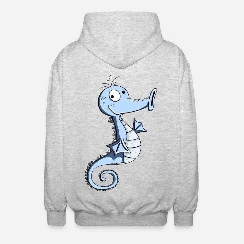 Lustiges Seepferdchen - Seepferd - Seepferde - Unisex Kapuzenjacke - Hellgrau meliert