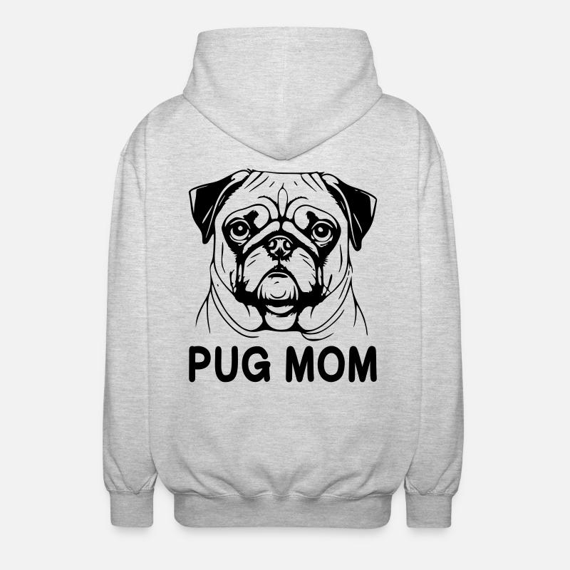 Mops Mom - Unisex Kapuzenjacke - Hellgrau meliert