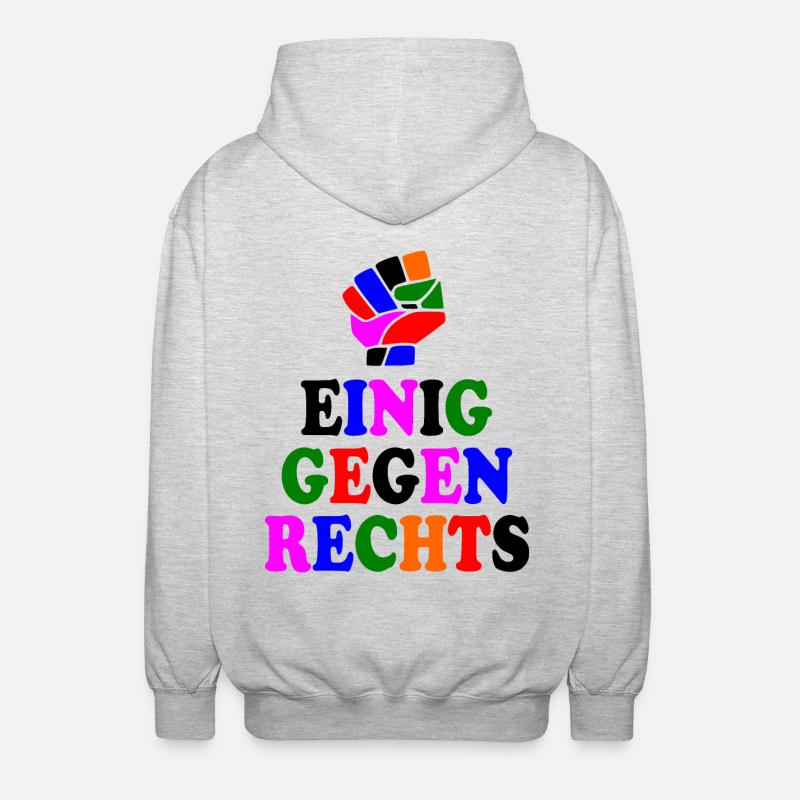Einig gegen rechts - Unisex Kapuzenjacke - Hellgrau meliert