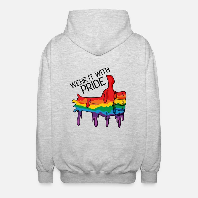 Gay Pride Gift - Unisex Hooded Jacket - light heather grey