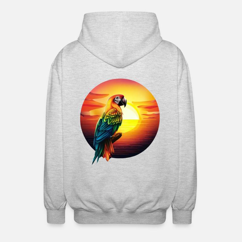Perroquet au coucher du soleil - Veste à capuche unisexe - gris clair chiné