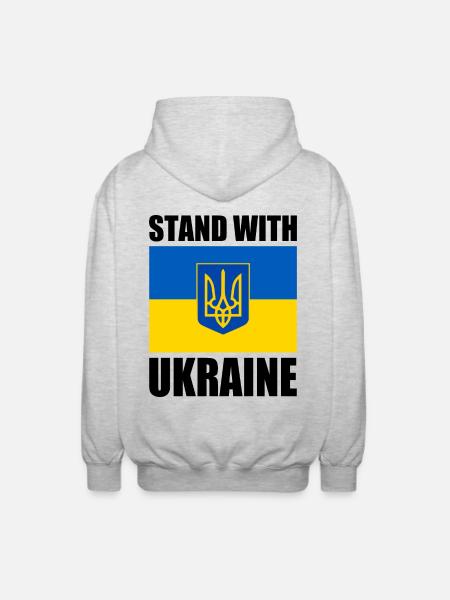 stand with ukraine - Unisex Hooded Jacket - light heather grey