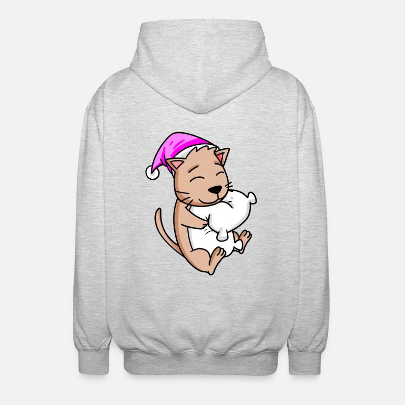 Chat avec oreiller - Veste à capuche unisexe - gris clair chiné