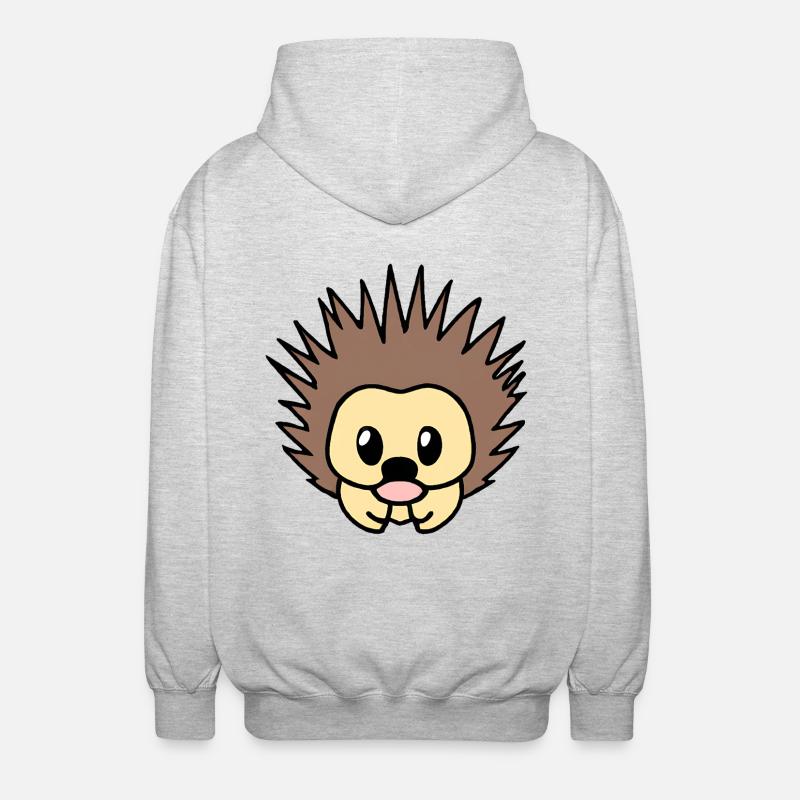 Tousled kawaii hedgehog - Unisex Hooded Jacket - light heather grey