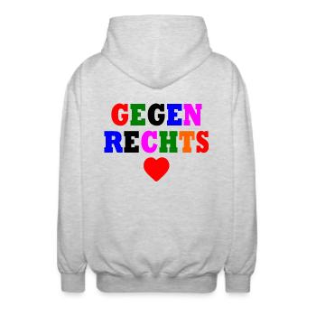 Gegen rechts - Unisex Kapuzenjacke - Hellgrau meliert - Hinten - AI Model Male 185 light (185cm)