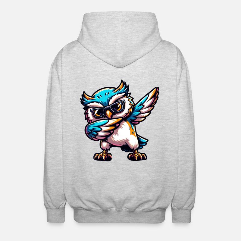 Coole Eule Dabbing Comic Süß - Unisex Kapuzenjacke - Hellgrau meliert