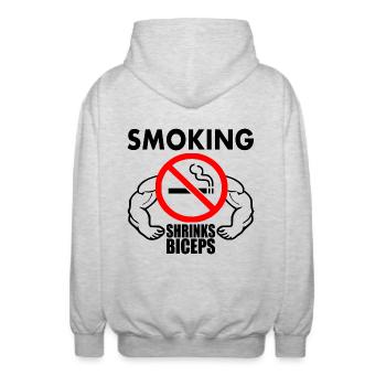 Smoking shrinks the biceps - Veste à capuche unisexe - gris clair chiné - Dos - AI Model Male 185 light (185cm)