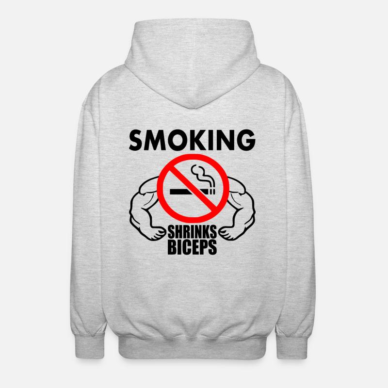 Smoking shrinks the biceps - Unisex Kapuzenjacke - Hellgrau meliert