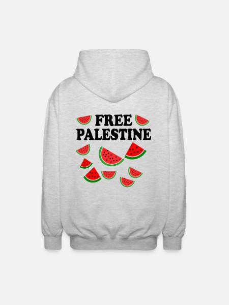 Free palestine - Unisex Kapuzenjacke - Hellgrau meliert