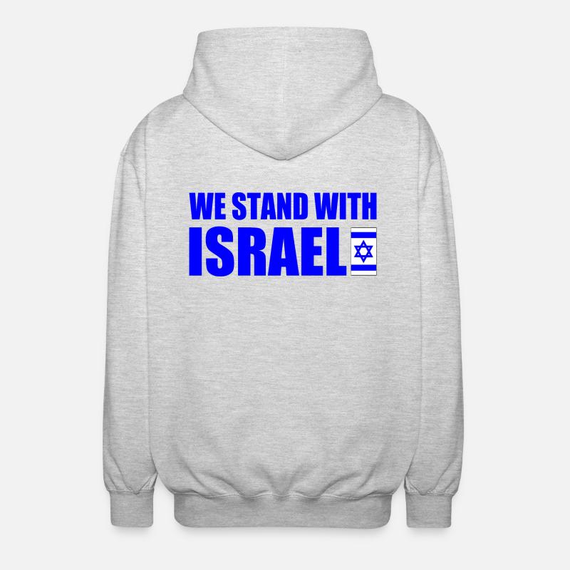 We stand with israel - Unisex Kapuzenjacke - Hellgrau meliert