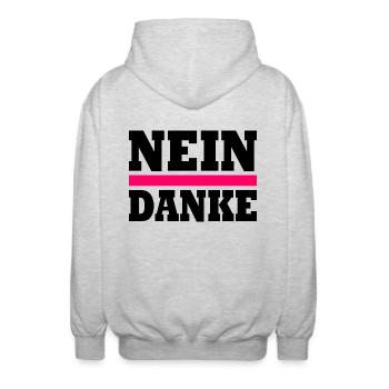 Nein danke - Unisex Kapuzenjacke - Hellgrau meliert - Hinten - AI Model Male 185 light (185cm)