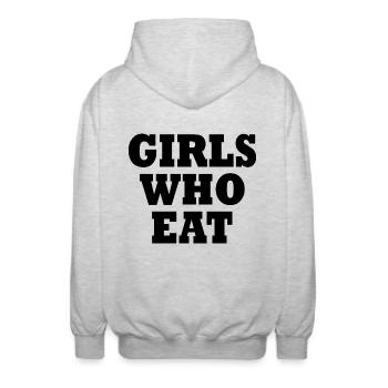 Girls who eat - Unisex Kapuzenjacke - Hellgrau meliert - Hinten - AI Model Male 185 light (185cm)