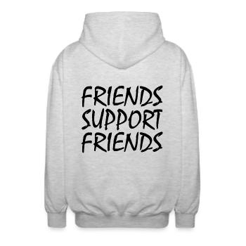 friends supporting friends - Unisex Hooded Jacket - light heather grey - Back - AI Model Male 185 light (185cm)