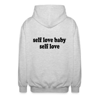 Self love baby self love - Unisex Hooded Jacket - light heather grey - Back - AI Model Male 185 light (185cm)