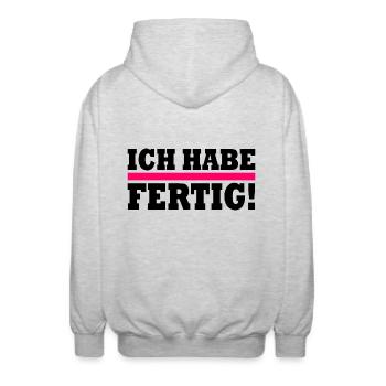 Ich habe fertig - Unisex Kapuzenjacke - Hellgrau meliert - Hinten - AI Model Male 185 light (185cm)