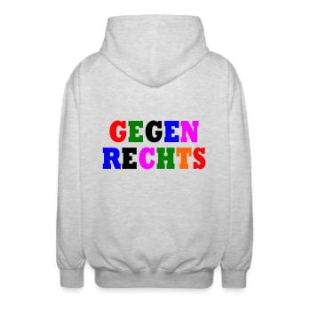 Gegen rechts - Unisex Kapuzenjacke - Hellgrau meliert - Hinten - AI Model Male 185 light (185cm)