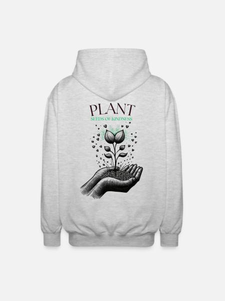 Plant Seeds of Kindness - Unisex Hooded Jacket - light heather grey