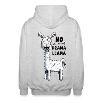 Non Llama Drama - Lama - Veste à capuche unisexe - gris clair chiné - Dos - AI Model Male 185 light (185cm)