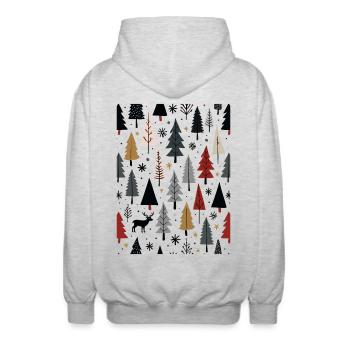 Skandinavische Weihnachtselemente und Winterbäume - Unisex Kapuzenjacke - Hellgrau meliert - Hinten - AI Model Male 185 light (185cm)