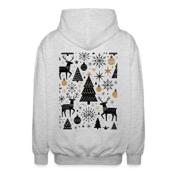 Skandinavische Weihnachtselemente und Winterbäume - Unisex Kapuzenjacke - Hellgrau meliert - Hinten - AI Model Male 185 light (185cm)