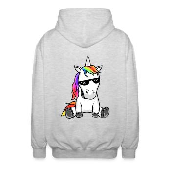 Sunglasses Unicorn Fable Unicorns Glasses Cool - Unisex Hooded Jacket - light heather grey - Back - AI Model Male 185 light (185cm)