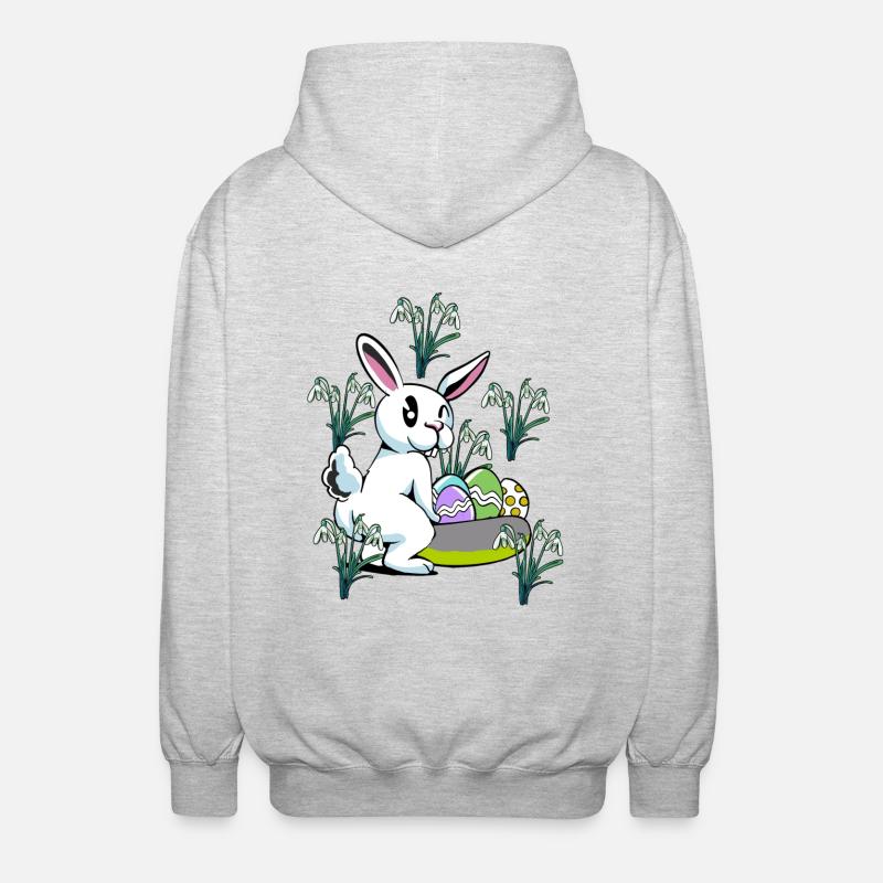 Spring snowdrop flowers Easter bunny - Unisex Hooded Jacket - light heather grey