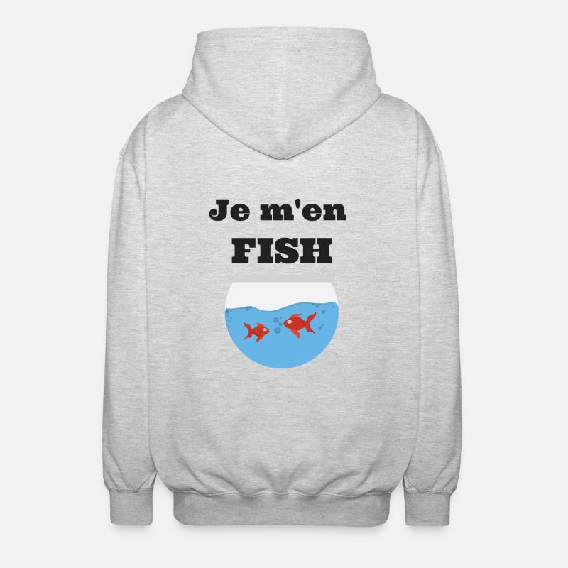Je m'en FISH - Veste à capuche unisexe - gris clair chiné