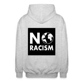 No racism - Veste à capuche unisexe - gris clair chiné - Dos - AI Model Male 185 light (185cm)