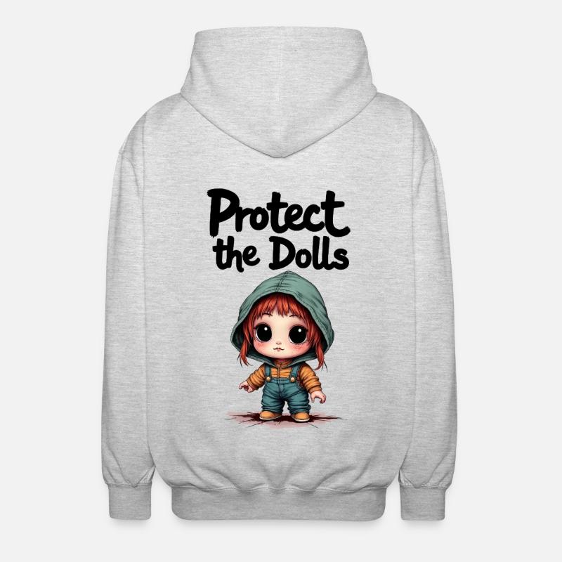 Protégez les poupées - Doux message - Veste à capuche unisexe - gris clair chiné