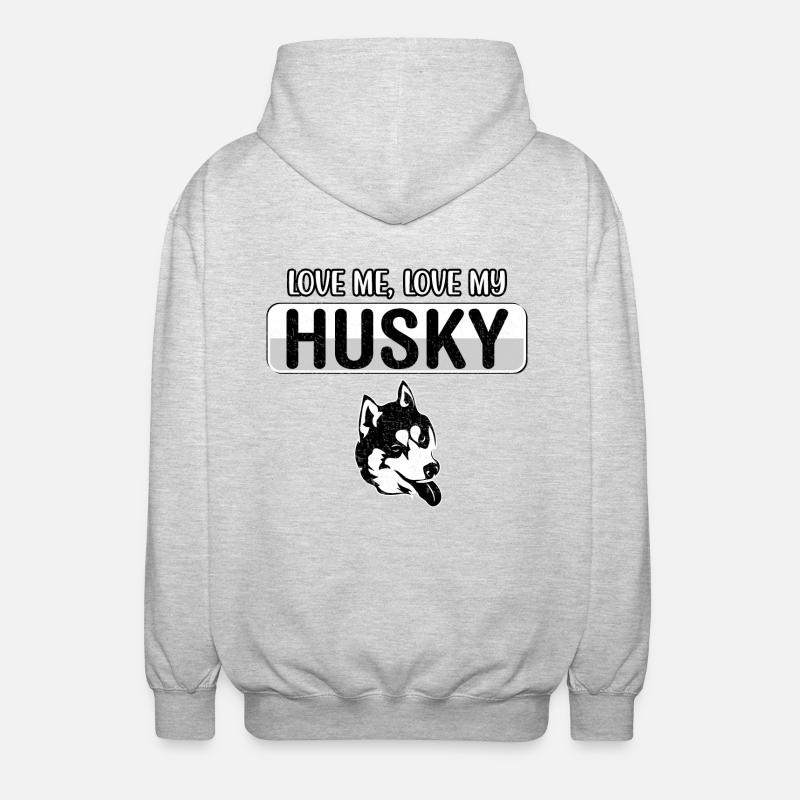 Aime-moi Aime mon Husky - Veste à capuche unisexe - gris clair chiné