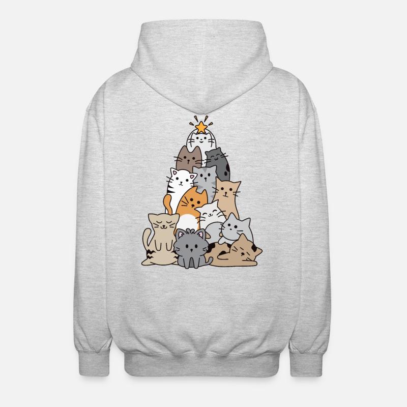 Cat Christmas Tree - Unisex Hooded Jacket - light heather grey