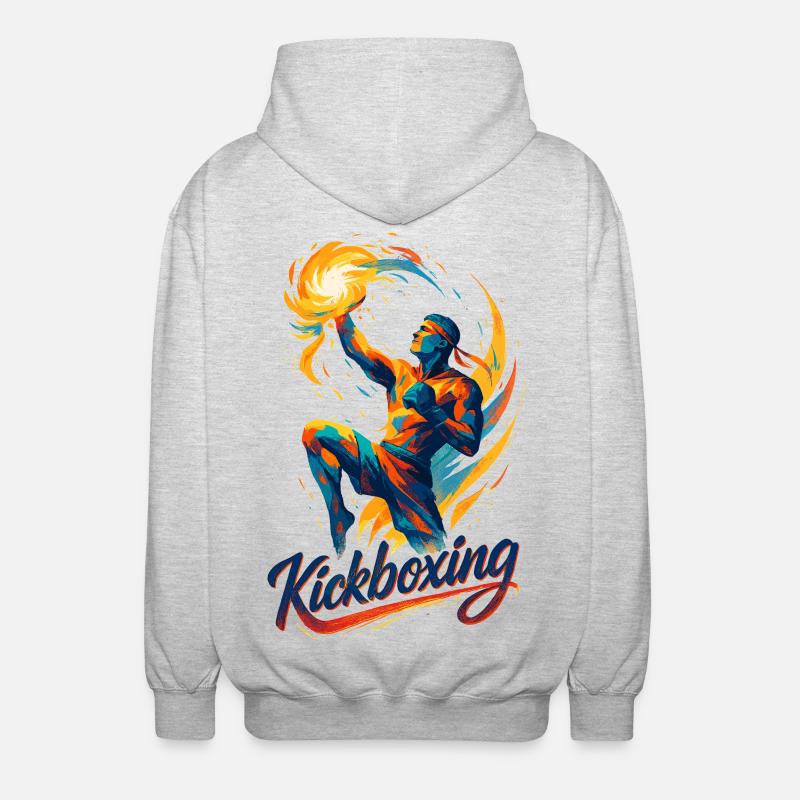 Kickboxing Boxer Fighter Dynamic Gift - Unisex Hooded Jacket - light heather grey