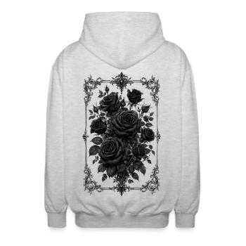 Rosen, Schwarze Rosen, Rose & Blumen - Unisex Kapuzenjacke - Hellgrau meliert - Hinten - AI Model Male 185 light (185cm)
