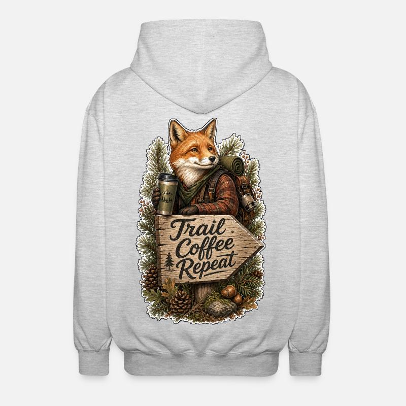 Trail Coffee Repeat Fuchs - Unisex Kapuzenjacke - Hellgrau meliert
