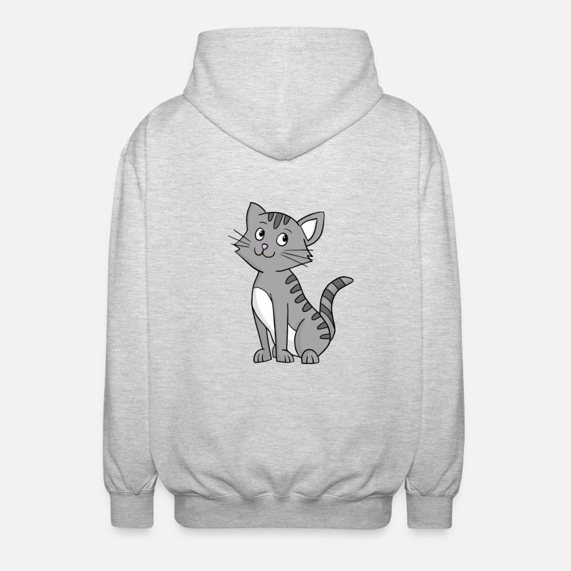 Graue Katze - Unisex Kapuzenjacke - Hellgrau meliert