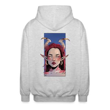 Elf girl - Unisex Kapuzenjacke - Hellgrau meliert - Hinten - AI Model Male 185 light (185cm)