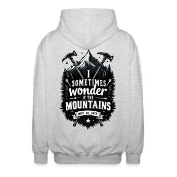 Wonder Mountains - Unisex Hooded Jacket - light heather grey - Back - AI Model Male 185 light (185cm)