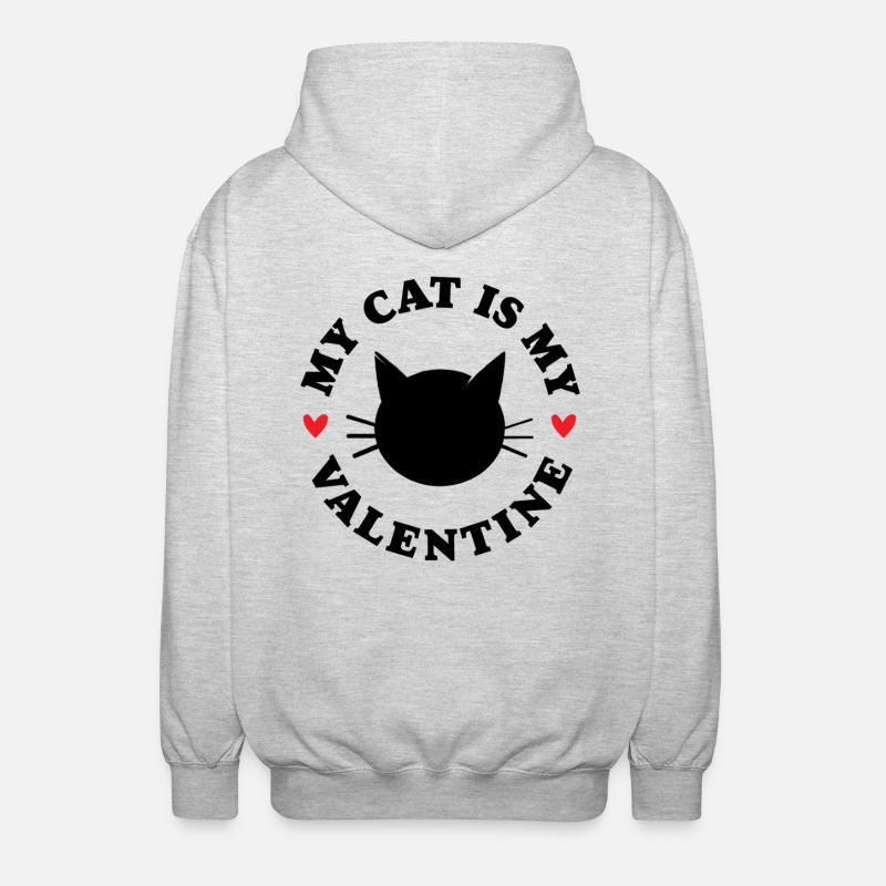 Mon chat est mon Valentin - Veste à capuche unisexe - gris clair chiné
