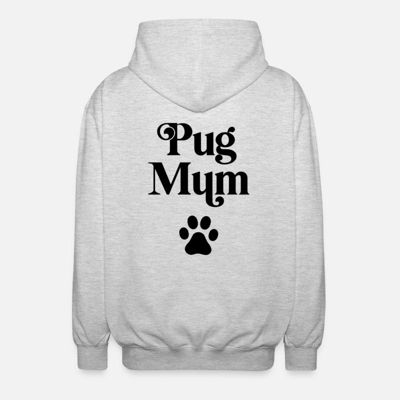 Mops-Mama - Unisex Kapuzenjacke - Hellgrau meliert