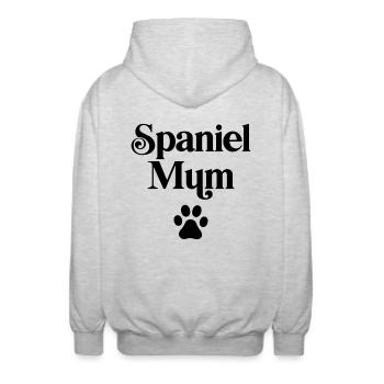 Spaniel Mum - Unisex Hooded Jacket - light heather grey - Back - AI Model Male 185 light (185cm)